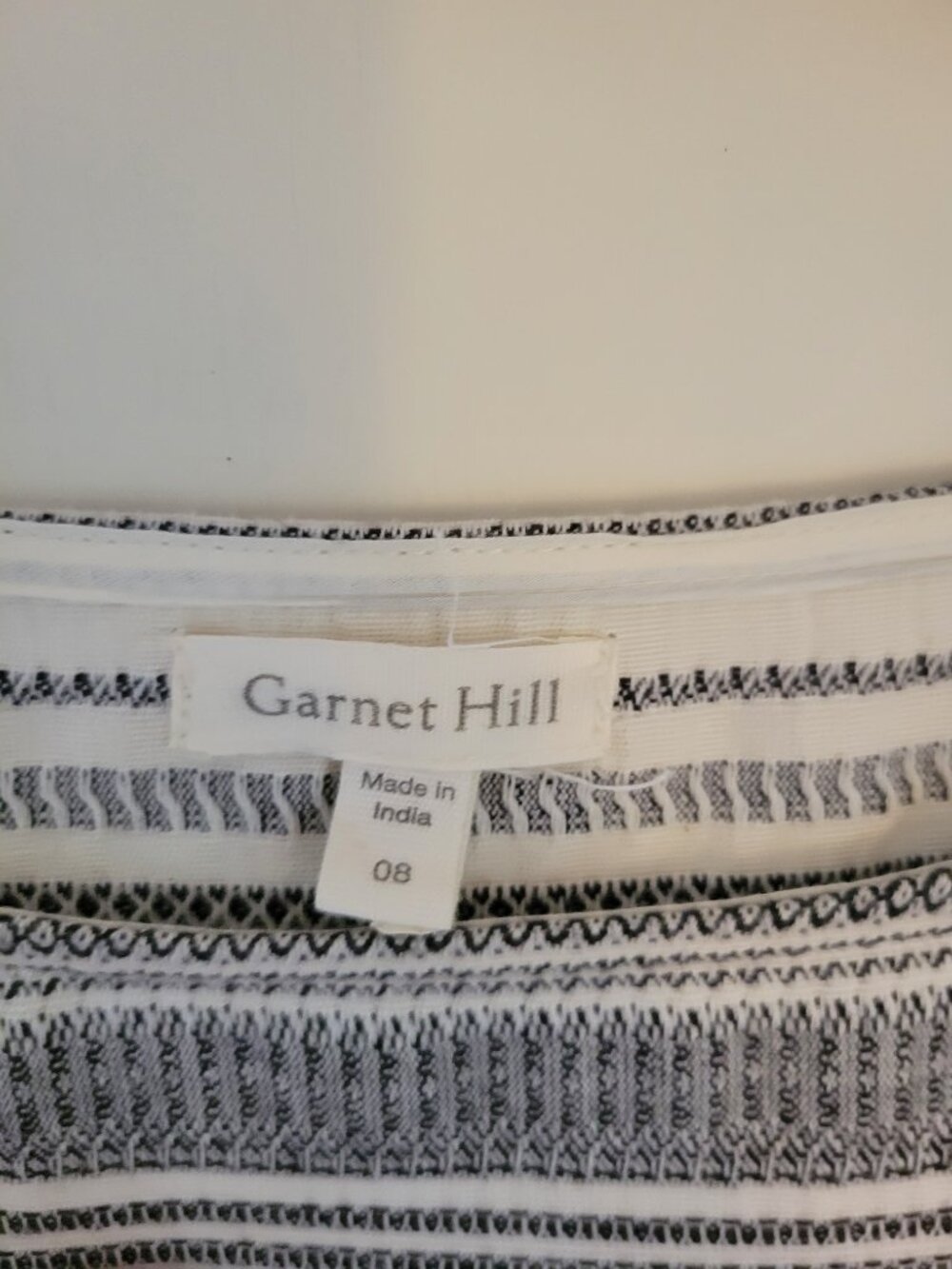 Garnet Hill Striped Woven Cotton Empire Waist Midi Dress Bateau Neck Fall Sz 8 - Picture 4 of 9
